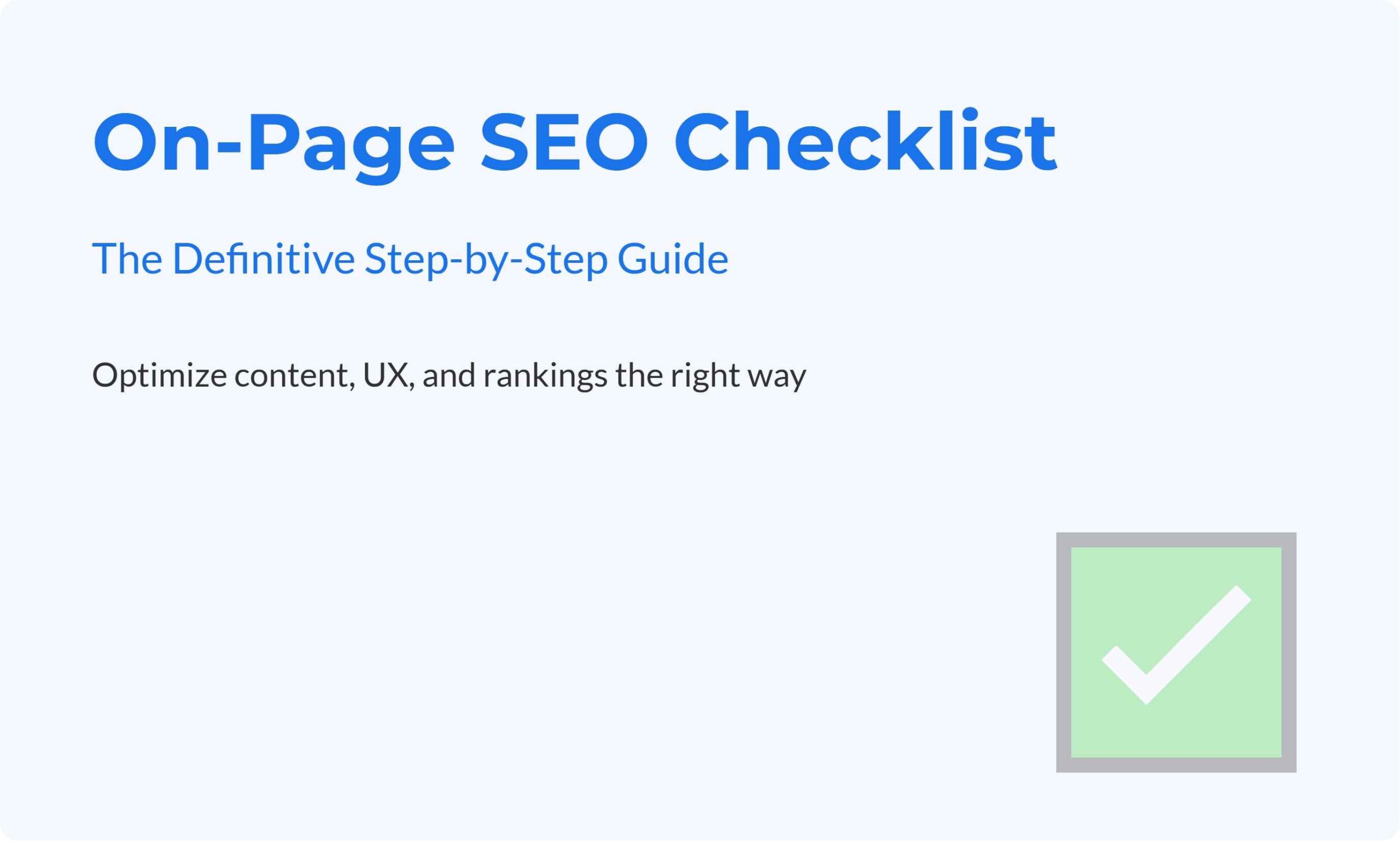 On-page SEO checklist showing step-by-step optimization for higher Google rankings