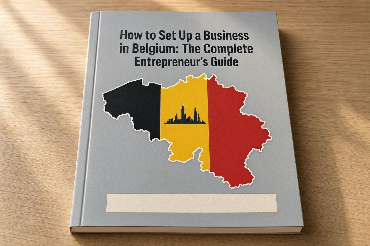 Business owner completing company registration documents for setting up a business in Belgium